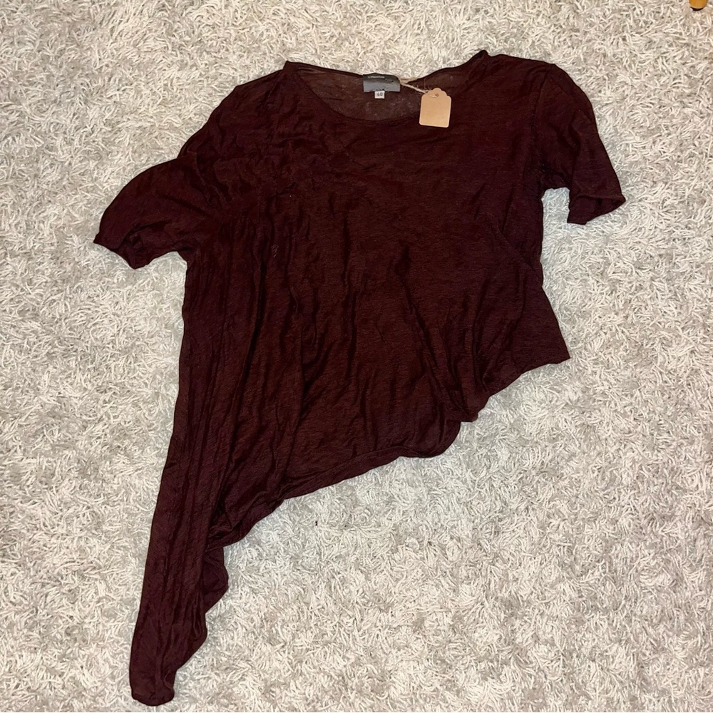 asymmetric dark brown tshirt soft subversive basics blouse earth tone flowy